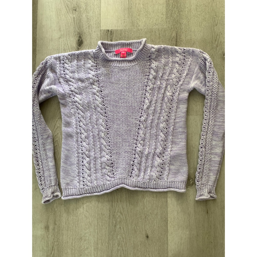 Lilly Pulitzer Lavender Purple Cable Knit Cotton Sweater XXS Pointelle Preppy